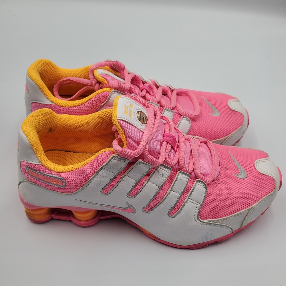 Nike Shox Pink White Orange Running Shoes 310480-600 Womens 7.5 / 6Y